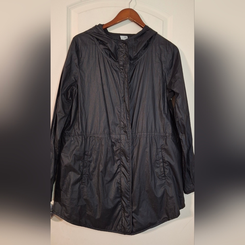 Champion Womens Hooded Lightweight Rain Jacket Size M Black Zip Front Casual